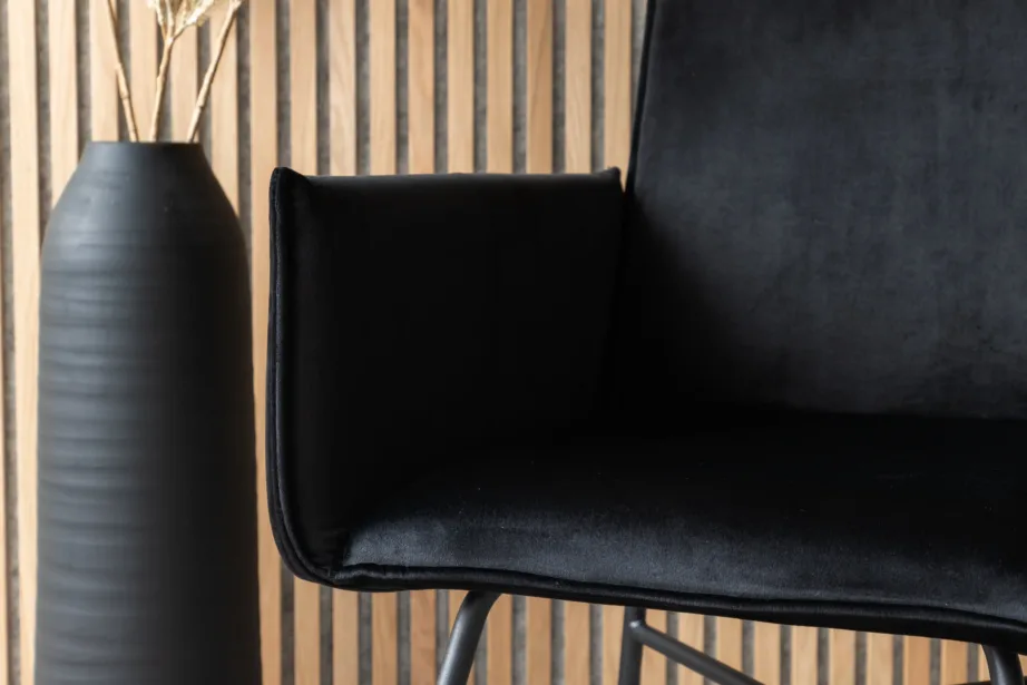 Must pehme velvetkattega söögitool Petra metalljalgadega, 15575-888 – 10