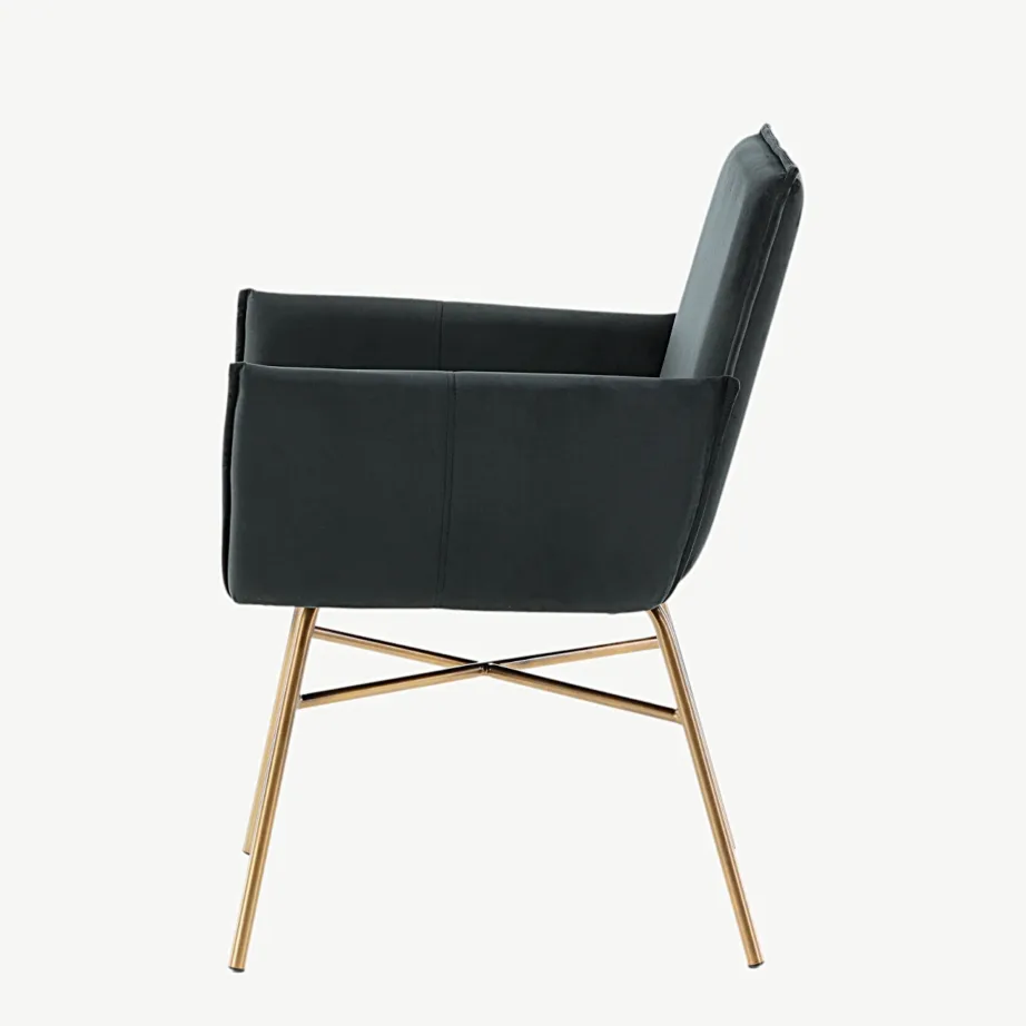 Mustast sametist söögitool vasksete terasjalgadega Petra kollektsioonist, 15575-898 – 7