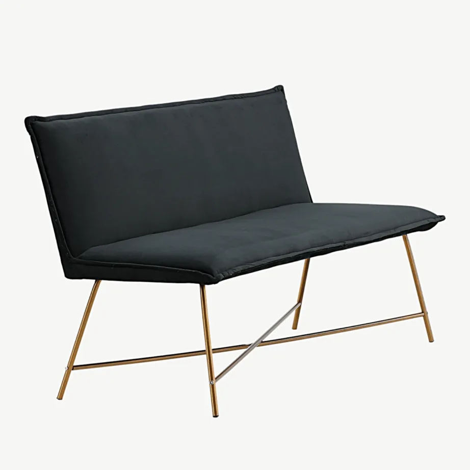 Must sametdiivan vasksete terasjalgadega Petra, 2-kohaline, 15576-888 – 3