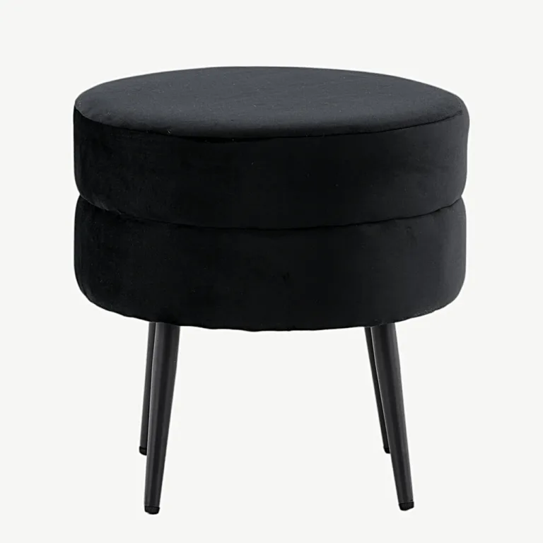 Mustast sametist ümmargune tumba Pot, Ø40 cm, terasjalgadega - 15577-888