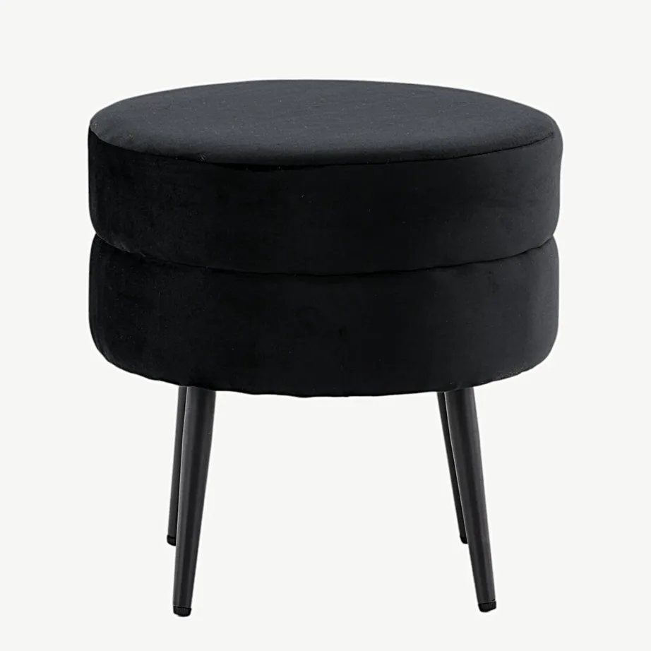 Mustast sametist ümmargune tumba Pot, Ø40 cm, terasjalgadega, 15577-888 – 2