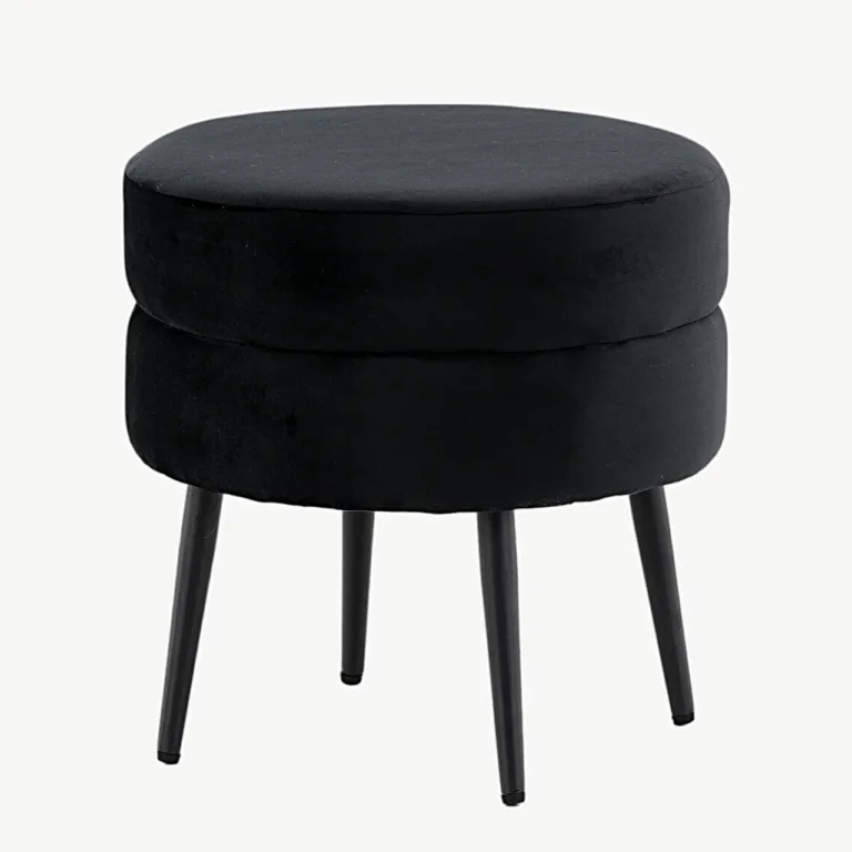 Mustast sametist ümmargune tumba Pot, Ø40 cm, terasjalgadega - 15577-888