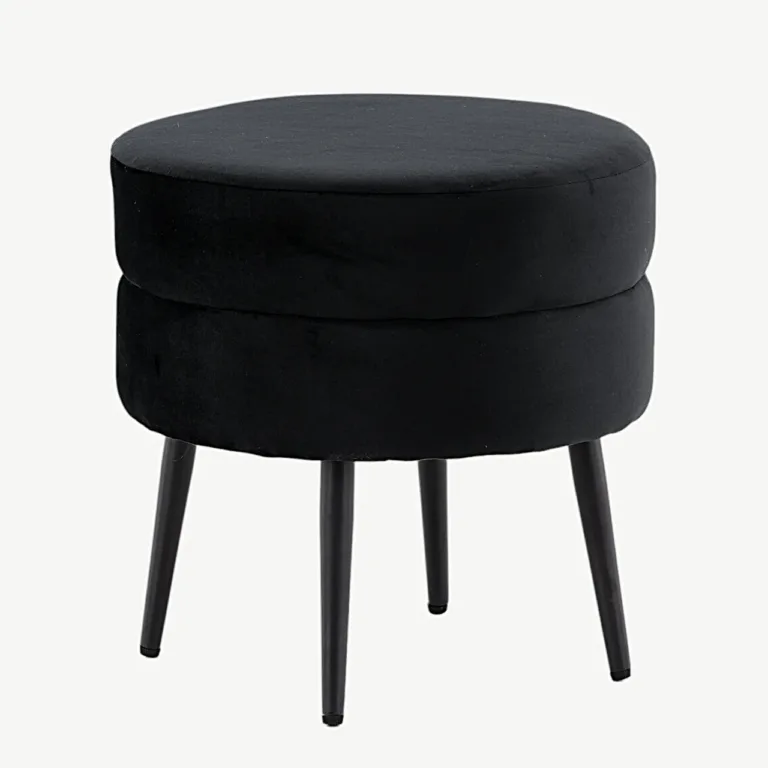Mustast sametist ümmargune tumba Pot, Ø40 cm, terasjalgadega - 15577-888