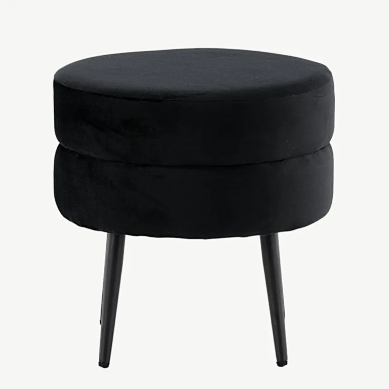 Mustast sametist ümmargune tumba Pot, Ø40 cm, terasjalgadega - 15577-888