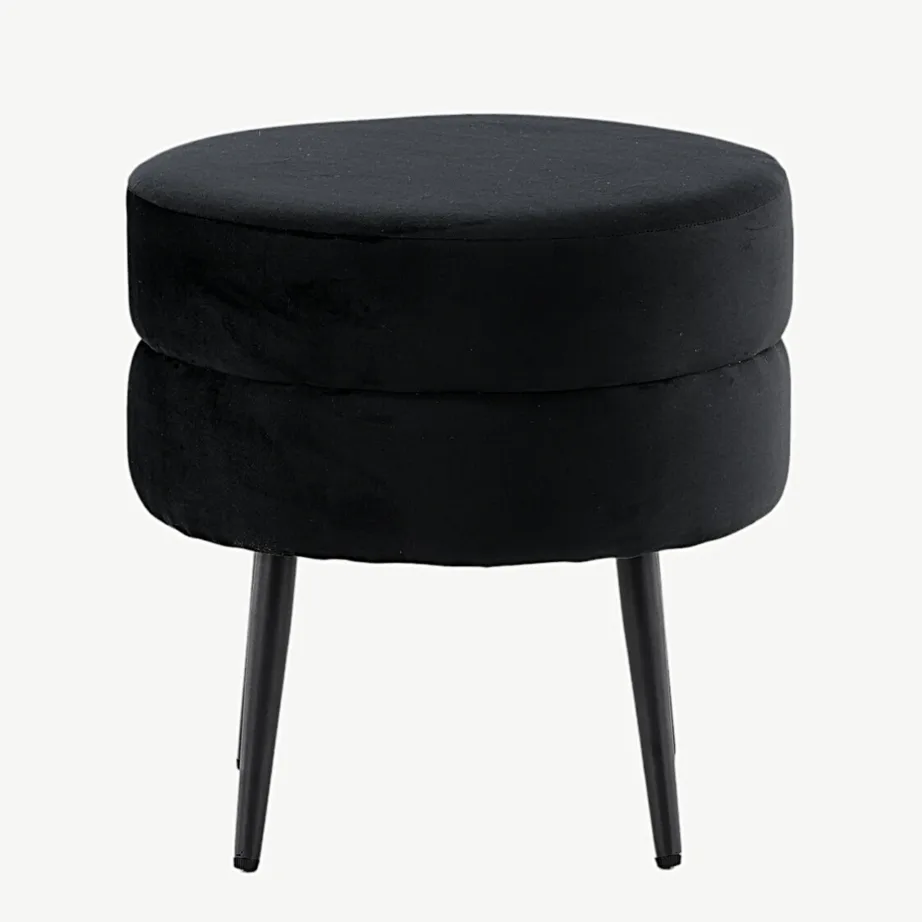 Mustast sametist ümmargune tumba Pot, Ø40 cm, terasjalgadega, 15577-888 – 4