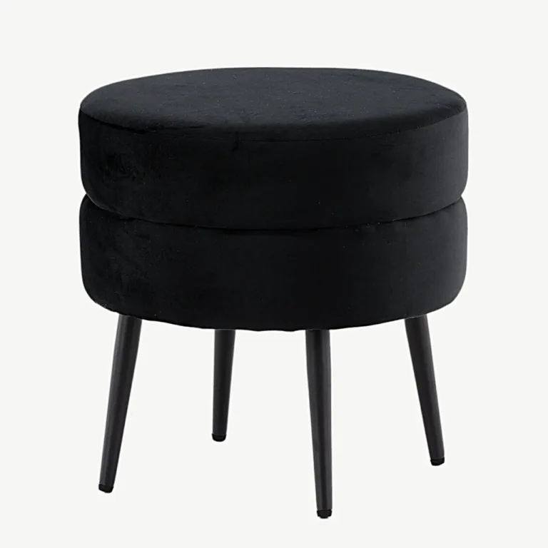 Mustast sametist ümmargune tumba Pot, Ø40 cm, terasjalgadega - 15577-888