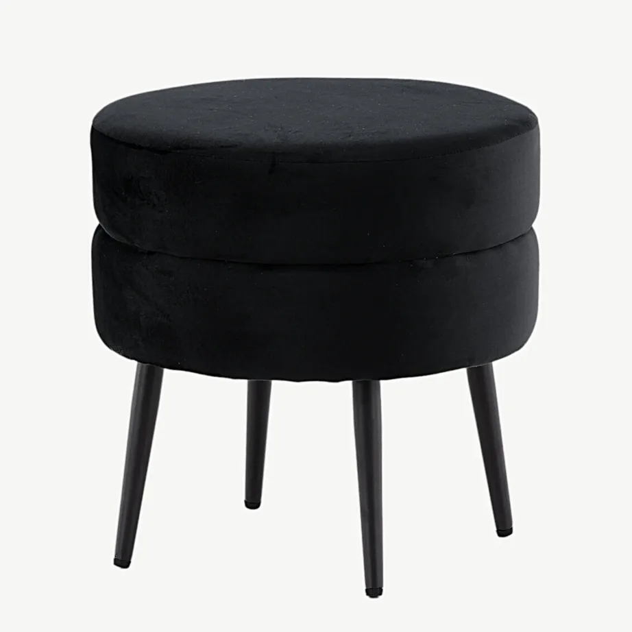 Mustast sametist ümmargune tumba Pot, Ø40 cm, terasjalgadega, 15577-888 – 5