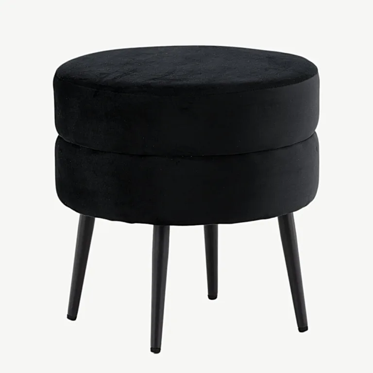 Mustast sametist ümmargune tumba Pot, Ø40 cm, terasjalgadega - 15577-888