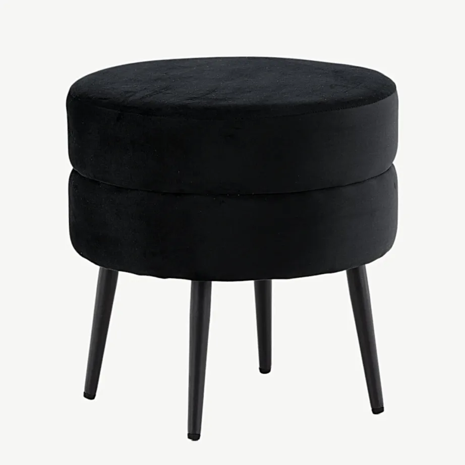 Mustast sametist ümmargune tumba Pot, Ø40 cm, terasjalgadega, 15577-888 – 6