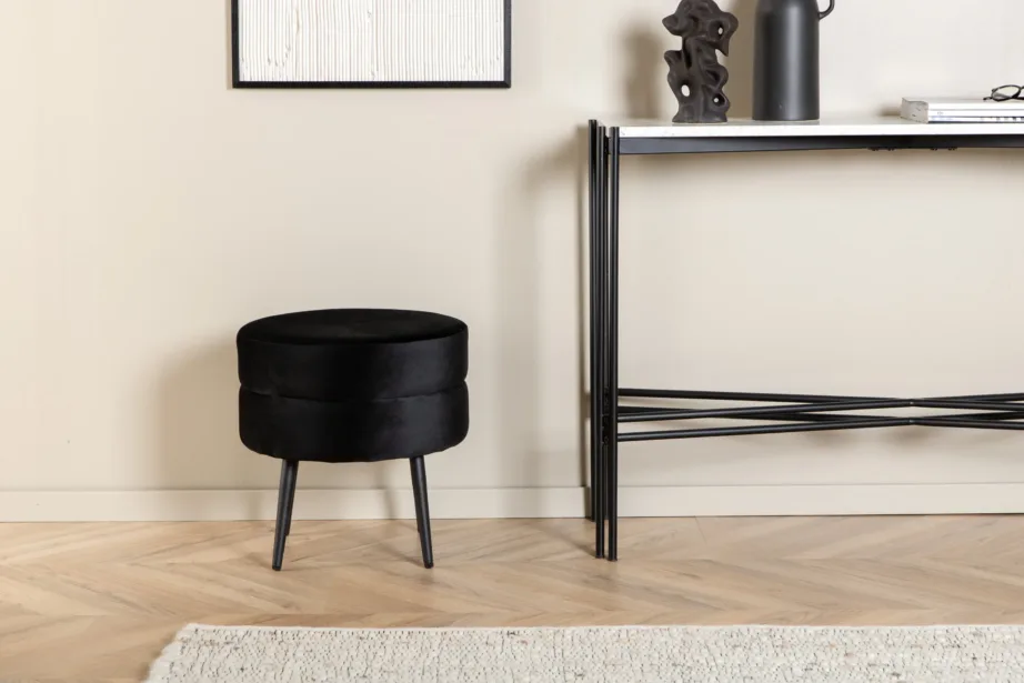 Mustast sametist ümmargune tumba Pot, Ø40 cm, terasjalgadega, 15577-888 – 9