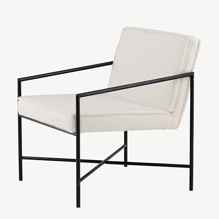 Moodsa murdvalge buklee-kangaga tugitool Rakel musta metallraamiga, 15578-400 – 6