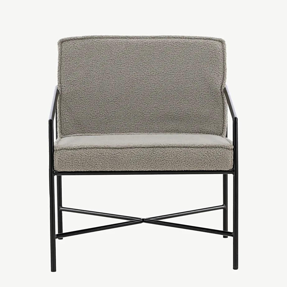 Minimalistlik hallikasbeežist bukleekangast tugitool Rakel musta metallraamiga, 15578-405 – 4