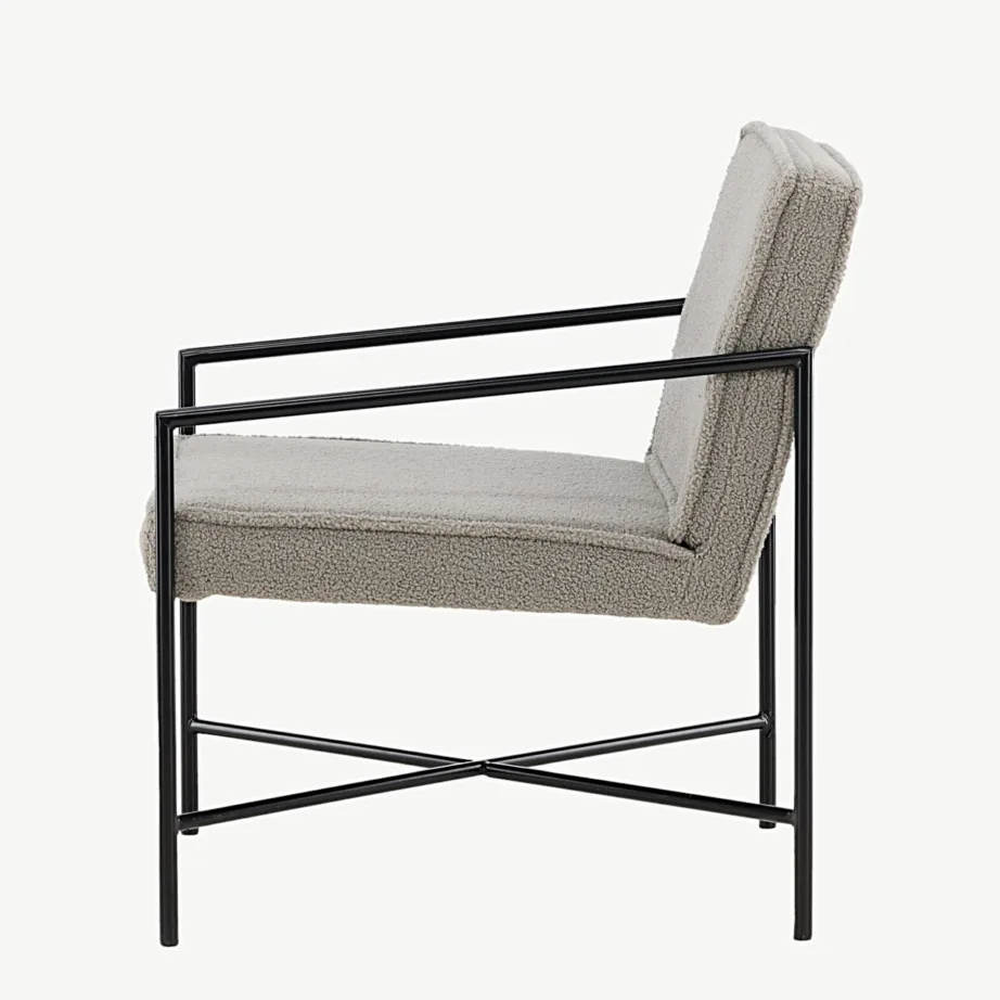 Minimalistlik hallikasbeežist bukleekangast tugitool Rakel musta metallraamiga, 15578-405 – 7