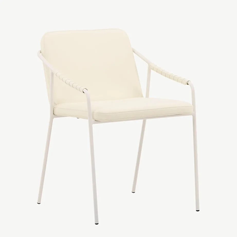 Beež metallraamiga söögitool Tvist, kunstnahast kattega, 15580-408 – 3