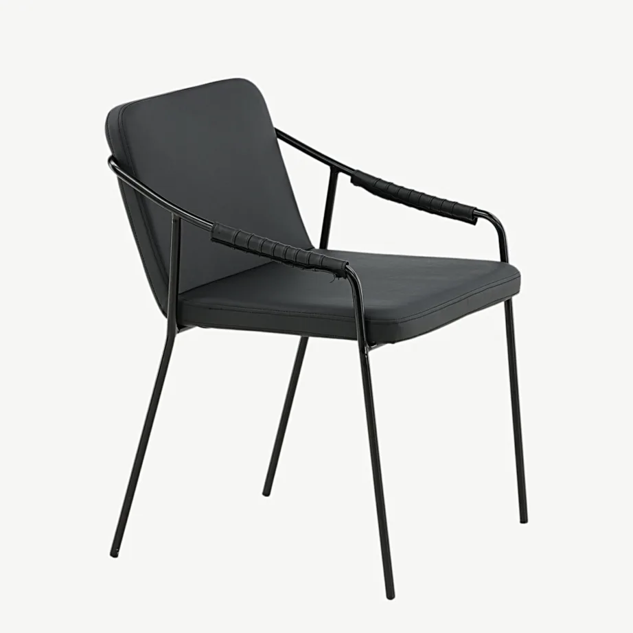 Must polüuretaankatte ja terasjalgadega söögitool Tvist, 15580-458 – 3