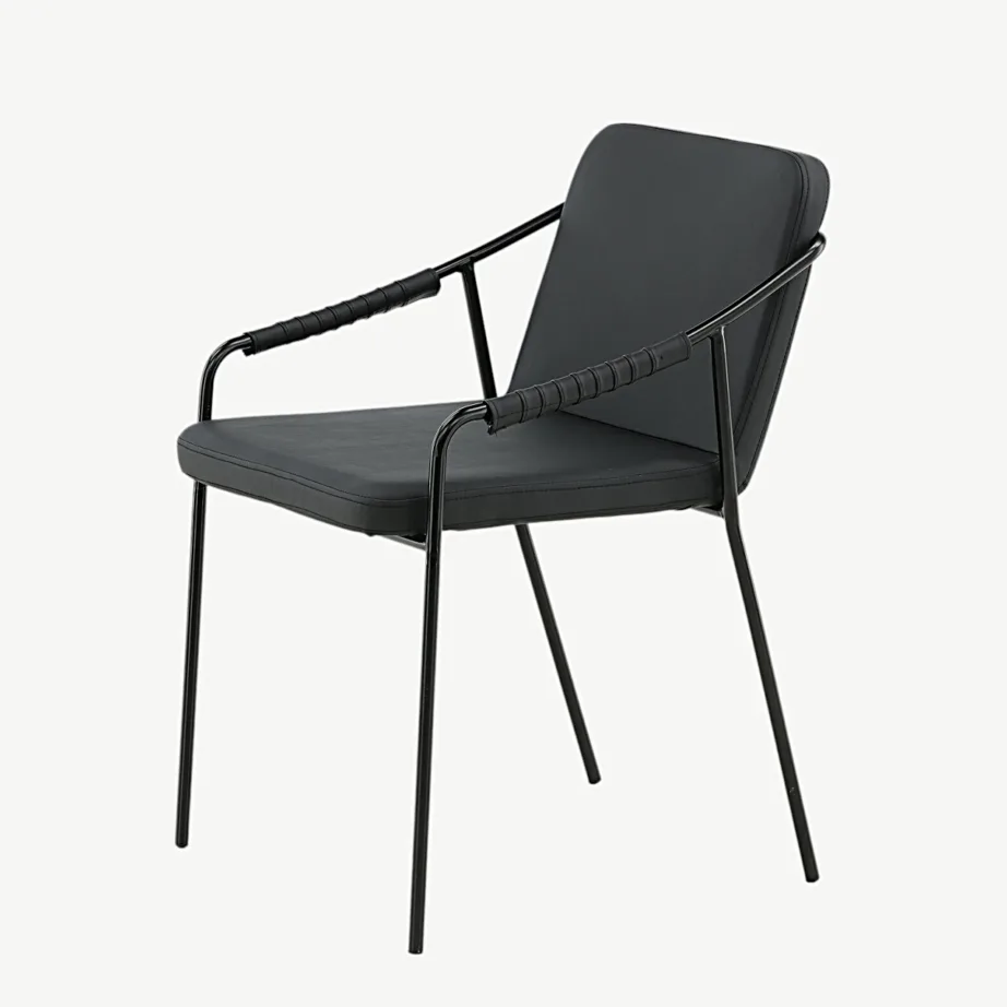 Must polüuretaankatte ja terasjalgadega söögitool Tvist, 15580-458 – 6