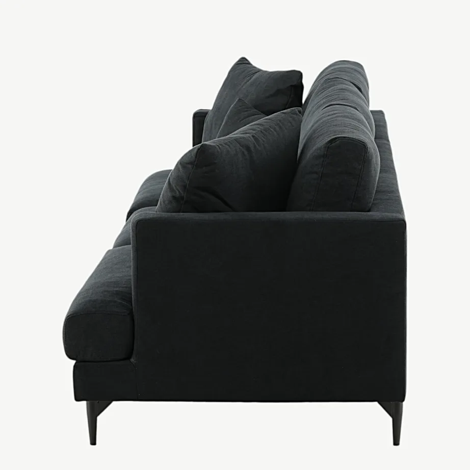 Põhjamaine kolmekohaline diivan Sofia, must polüester, terasjalad, 15581-888 – 3