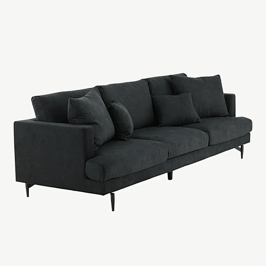 Põhjamaine kolmekohaline diivan Sofia, must polüester, terasjalad, 15581-888 – 6