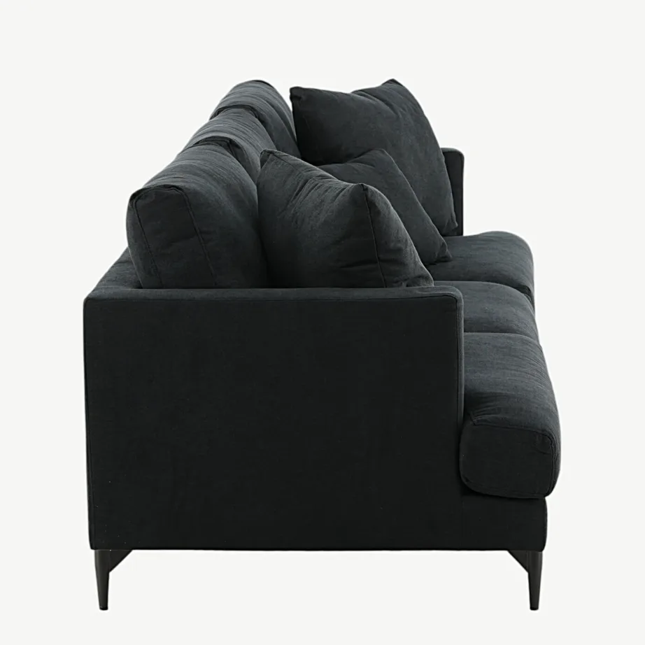 Põhjamaine kolmekohaline diivan Sofia, must polüester, terasjalad, 15581-888 – 7