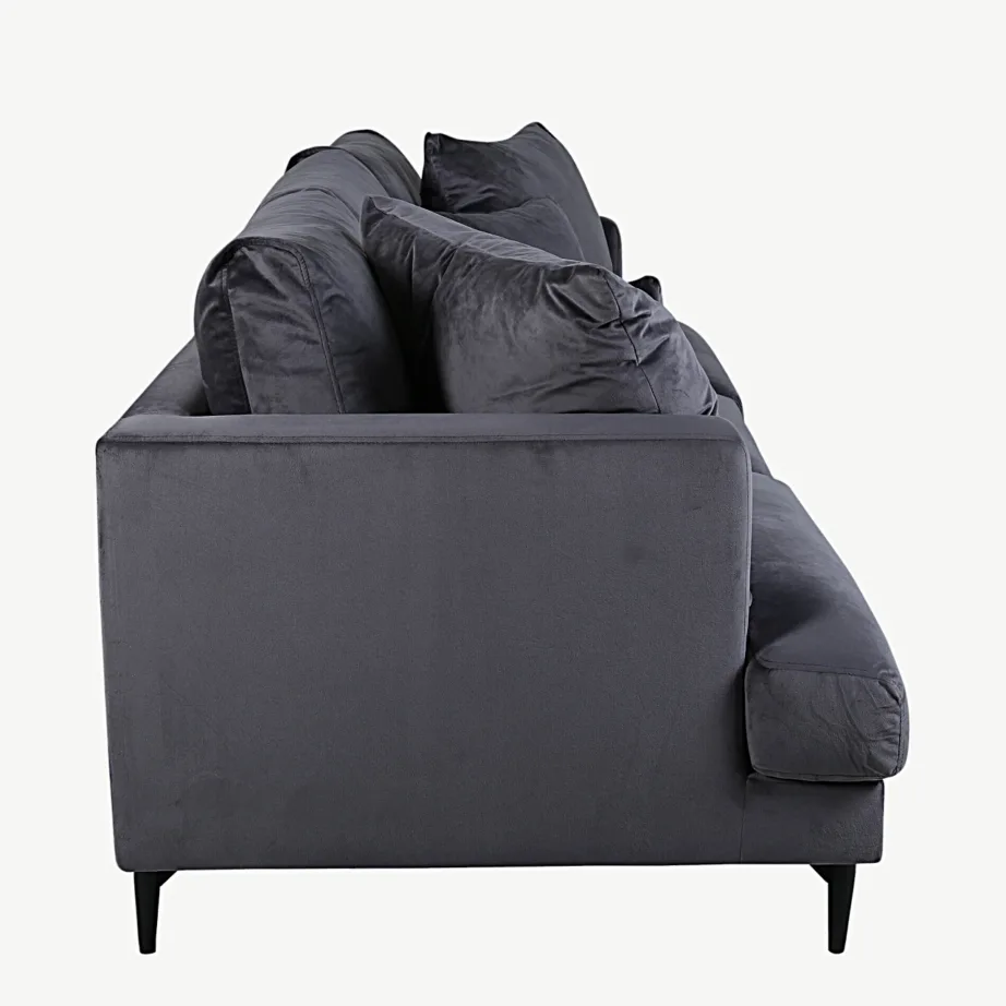 Tumehall sametdiivan Sofia 3-kohaline, mustade metalljalgadega, 15581-955 – 3