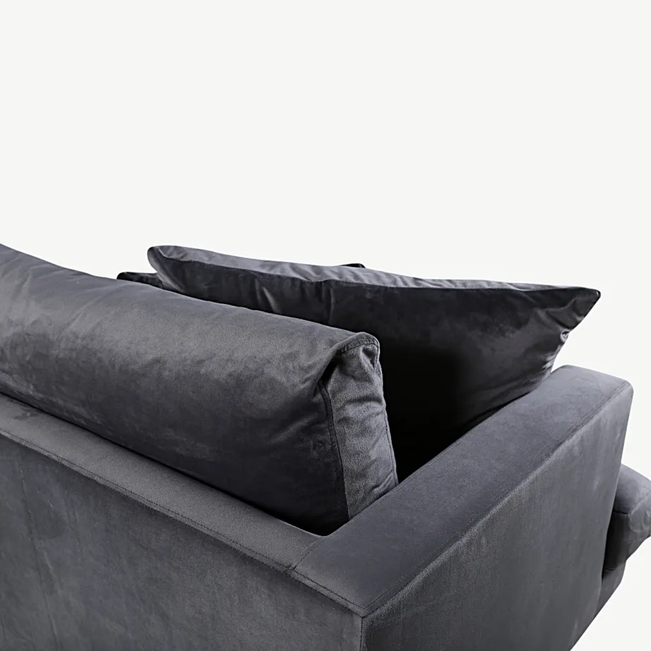 Tumehall sametdiivan Sofia 3-kohaline, mustade metalljalgadega, 15581-955 – 5