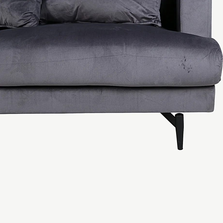 Tumehall sametdiivan Sofia 3-kohaline, mustade metalljalgadega, 15581-955 – 6