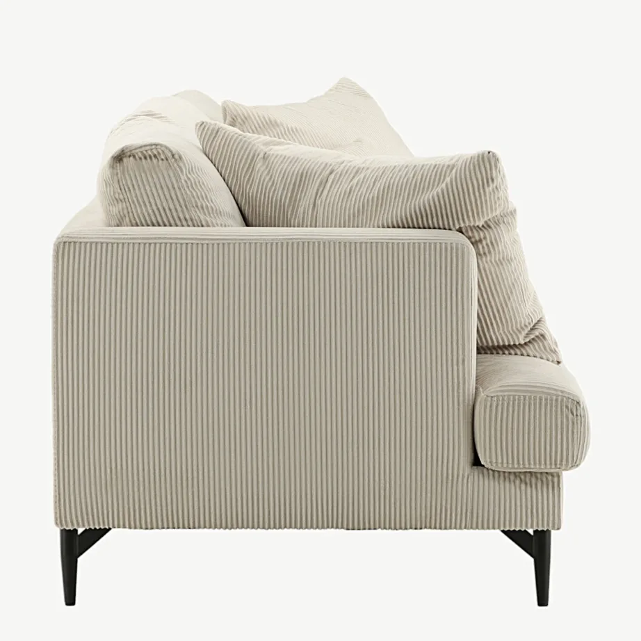 Beežist Manchester-kangast 3-kohaline diivan Sofia, mustade terasjalgadega, 15581-995 – 2