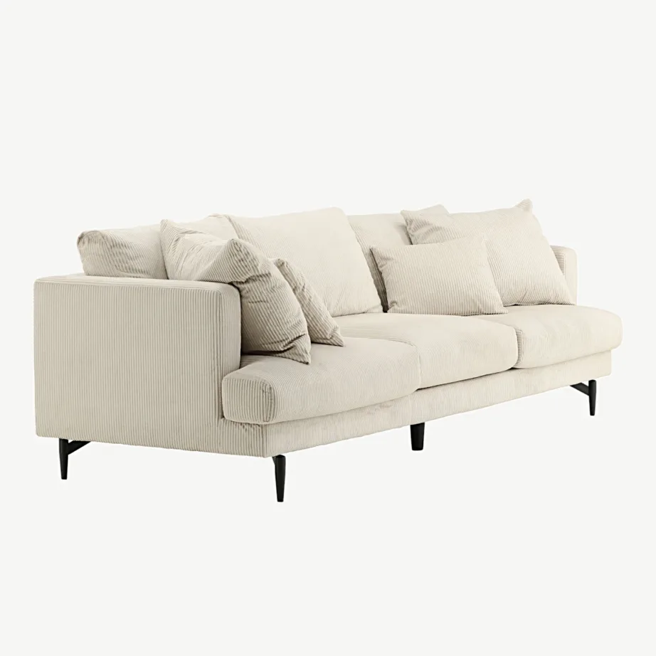 Beežist Manchester-kangast 3-kohaline diivan Sofia, mustade terasjalgadega, 15581-995 – 3