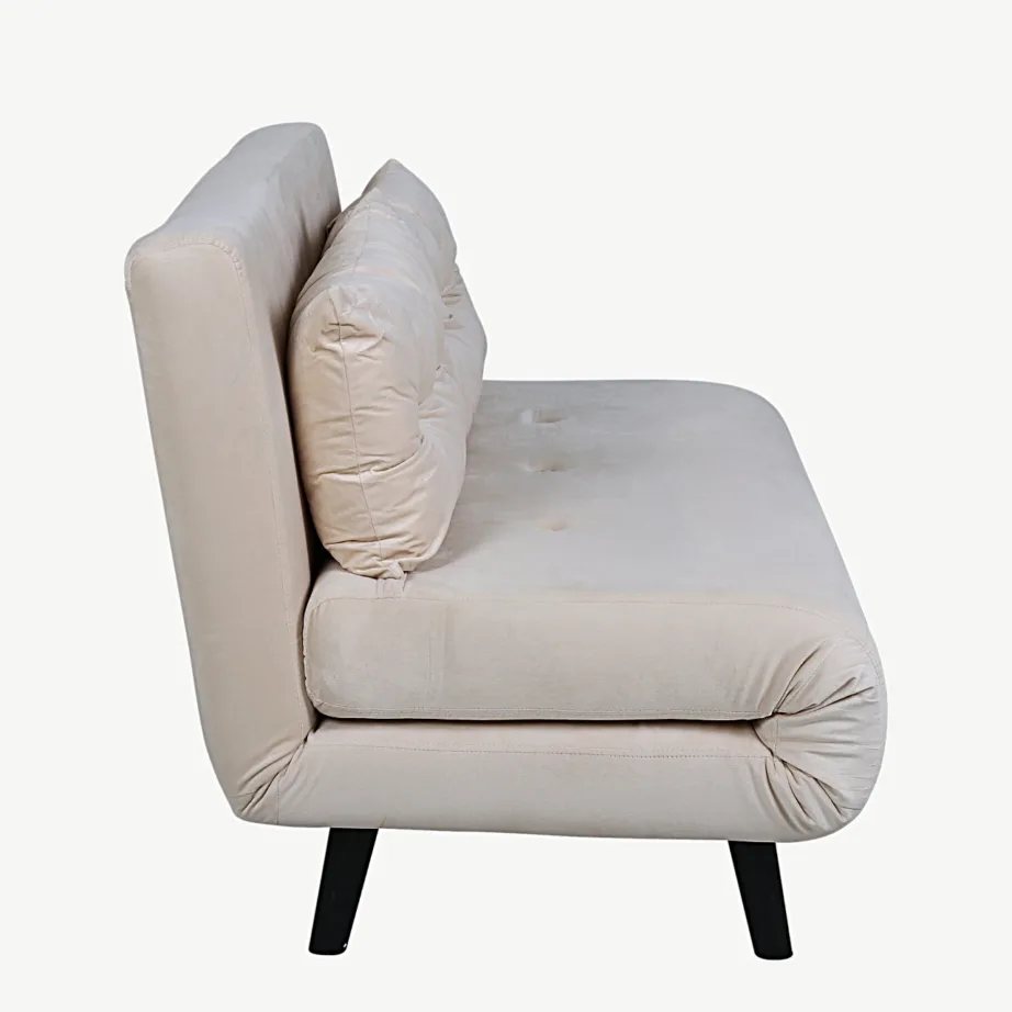 Beežist velvetkangast lahtikäiv diivanvoodi Vicky, mustade terasjalgadega, 15583-980 – 4