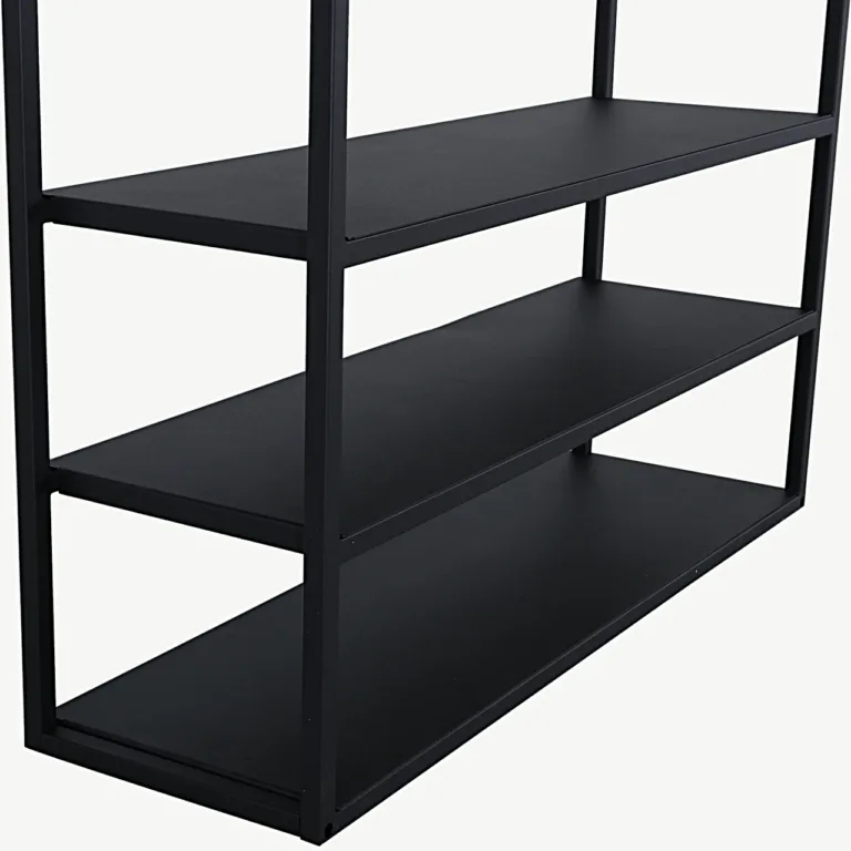 Avatud metallist riidekapp peegliga Classe, must (100 × 200 cm) - 15586-448