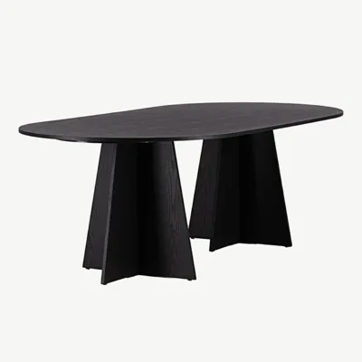 Ovaalne must söögilaud Bootcut, 230x115 cm (MDF, vineer) - 15587-848