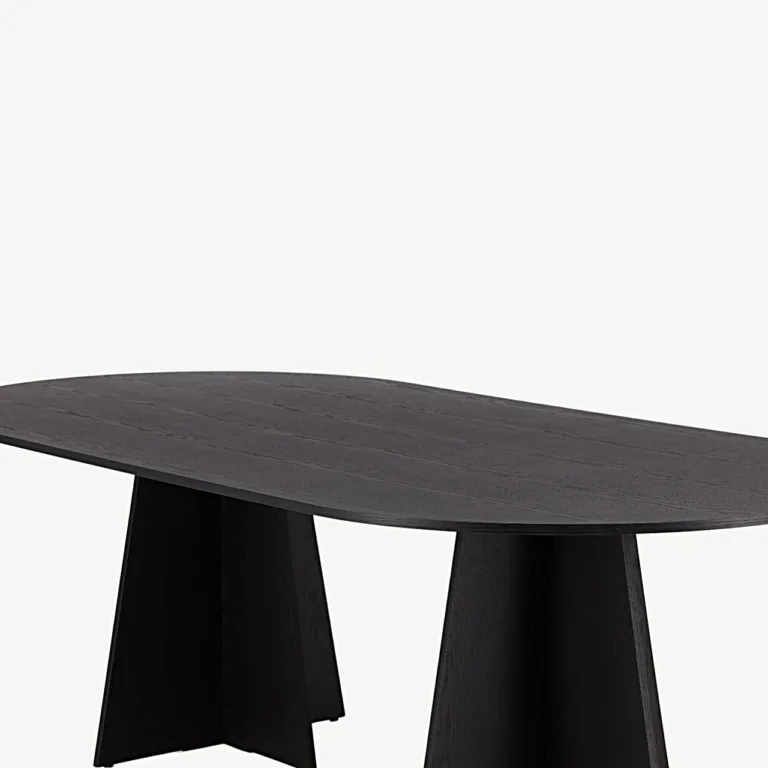 Ovaalne must söögilaud Bootcut, 230x115 cm (MDF, vineer) - 15587-848