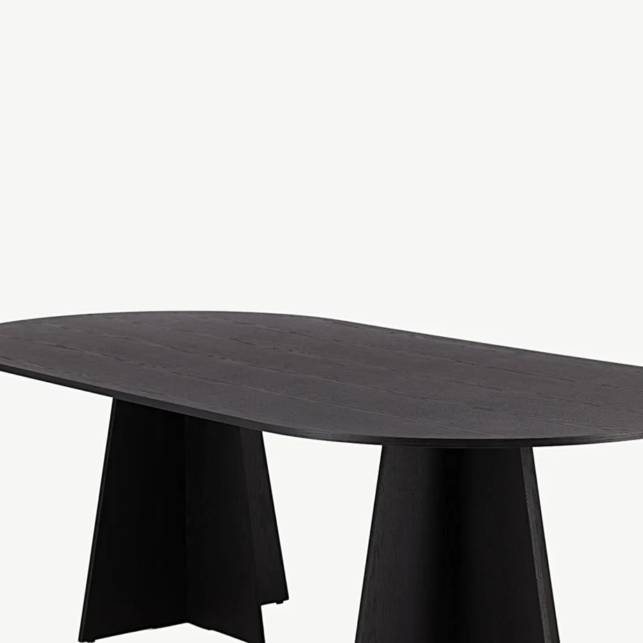 Ovaalne must söögilaud Bootcut, 230×115 cm (MDF, vineer), 15587-848 – 4