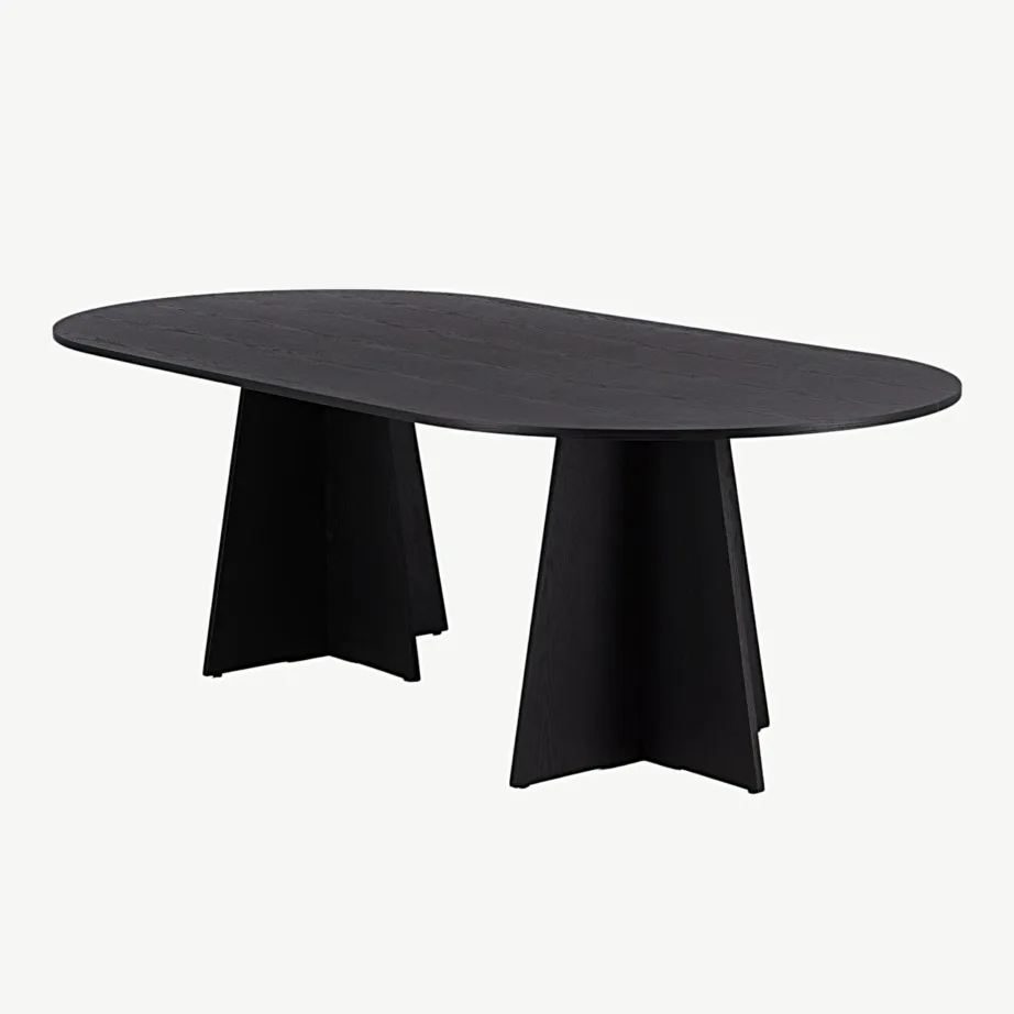 Ovaalne must söögilaud Bootcut, 230×115 cm (MDF, vineer), 15587-848 – 5