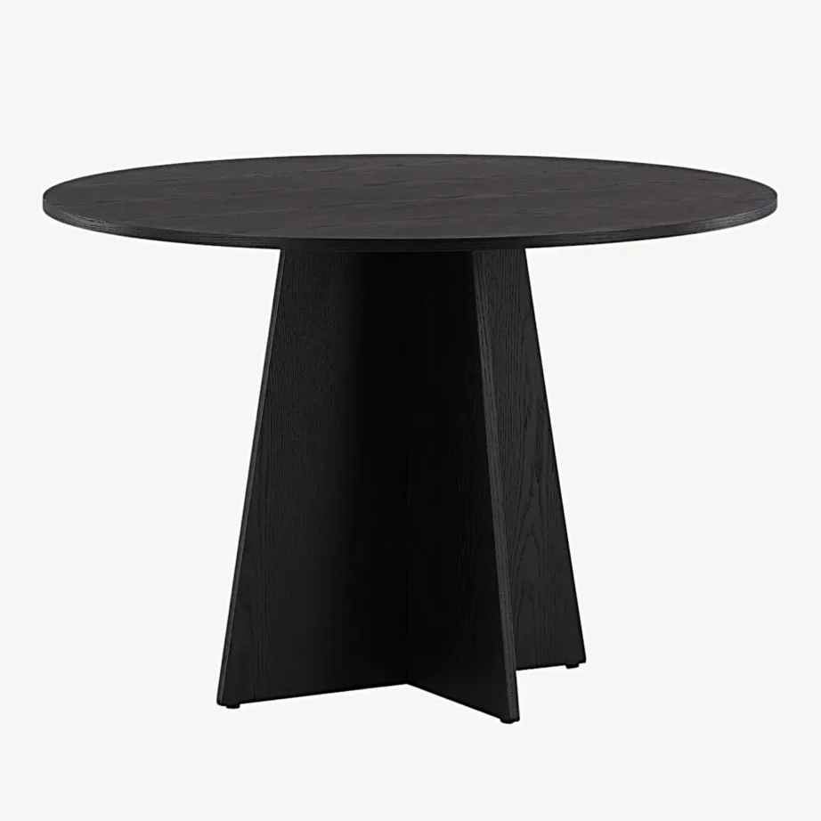 Ümmargune söögilaud Bootcut, must MDF (ø110 cm), 15588-848 – 3