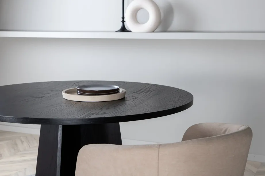 Ümmargune söögilaud Bootcut, must MDF (ø110 cm), 15588-848 – 10