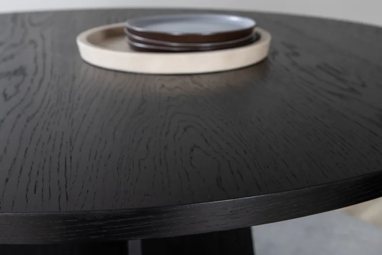 Ümmargune söögilaud Bootcut, must MDF (ø110 cm) - 15588-848