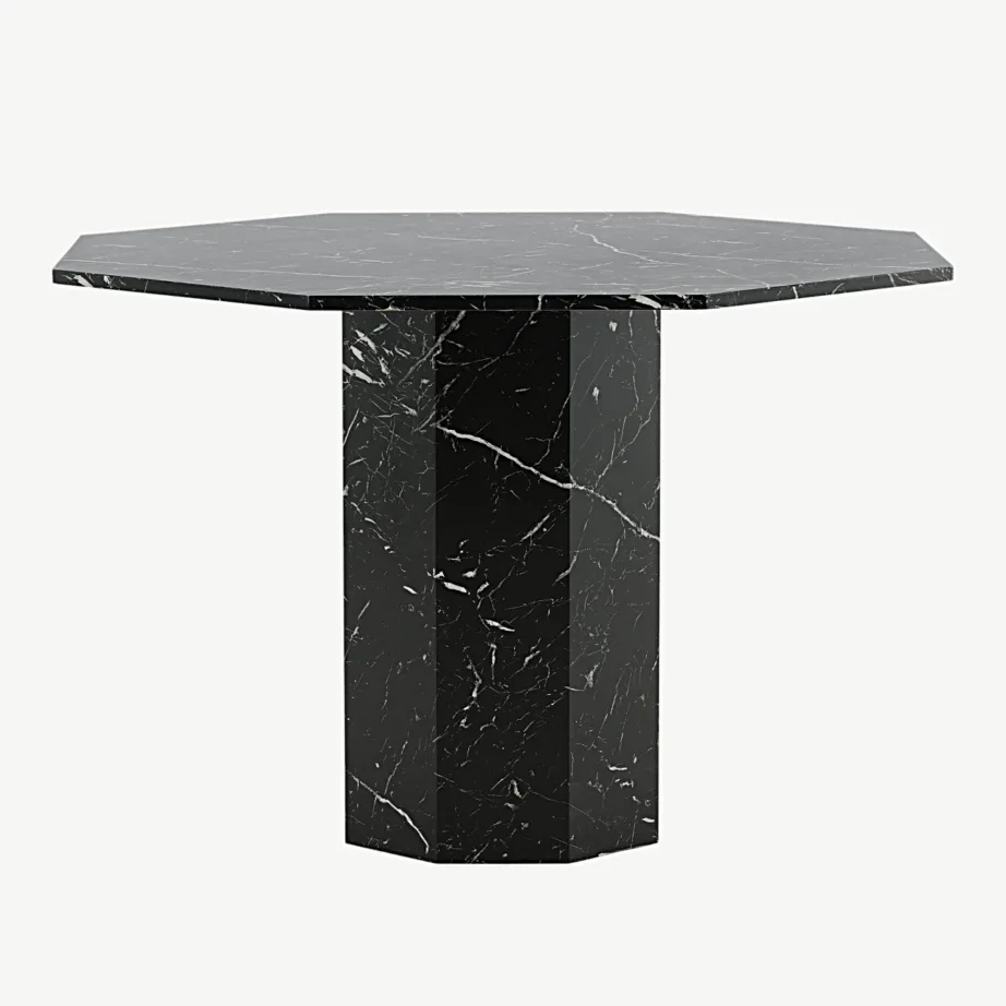 Marbs söögilaud musta marmorimustriga, Ø110 cm, 15589-588 – 3