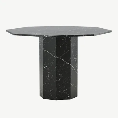 Marbs söögilaud musta marmorimustriga, Ø110 cm - 15589-588