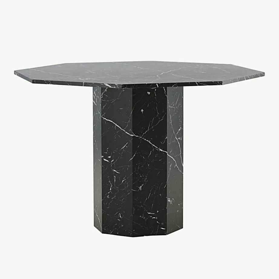 Marbs söögilaud musta marmorimustriga, Ø110 cm, 15589-588