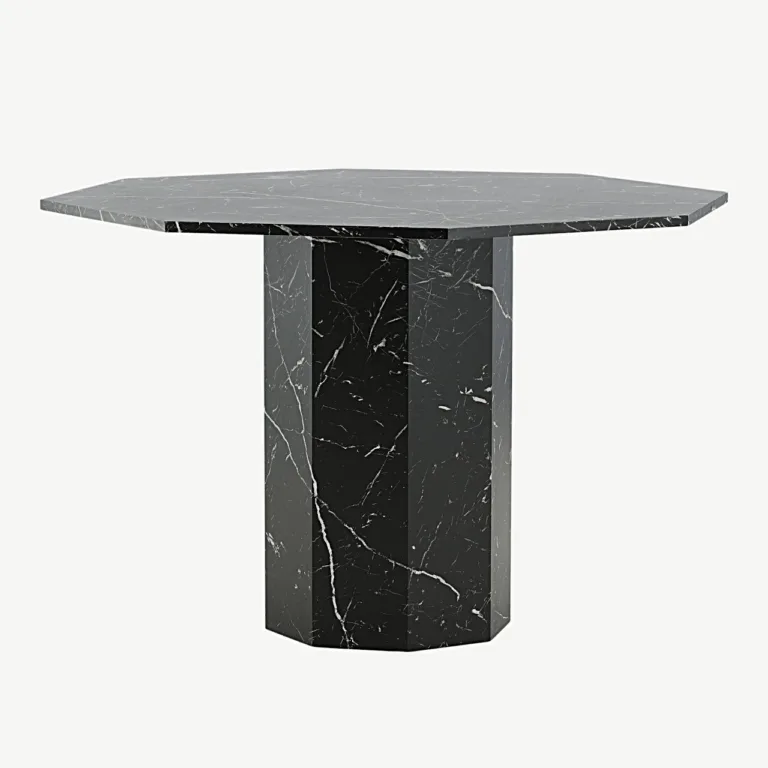 Marbs söögilaud musta marmorimustriga, Ø110 cm - 15589-588