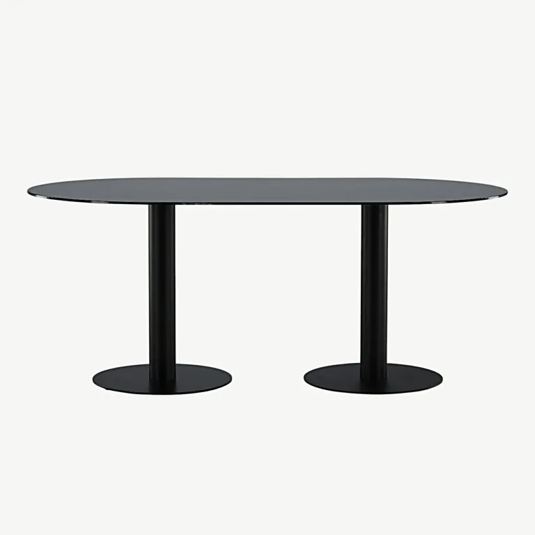 Pillan ovaalne söögilaud musta marmormustriga klaasplaadiga, 180x100 cm - 15590-588