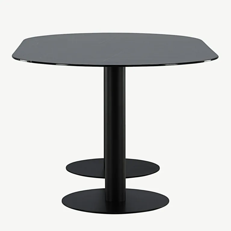 Pillan ovaalne söögilaud musta marmormustriga klaasplaadiga, 180x100 cm - 15590-588