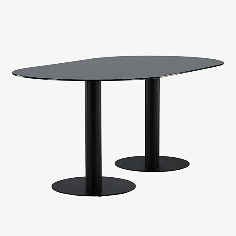 Pillan ovaalne söögilaud musta marmormustriga klaasplaadiga, 180x100 cm - 15590-588