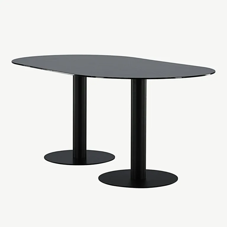 Pillan ovaalne söögilaud musta marmormustriga klaasplaadiga, 180x100 cm - 15590-588