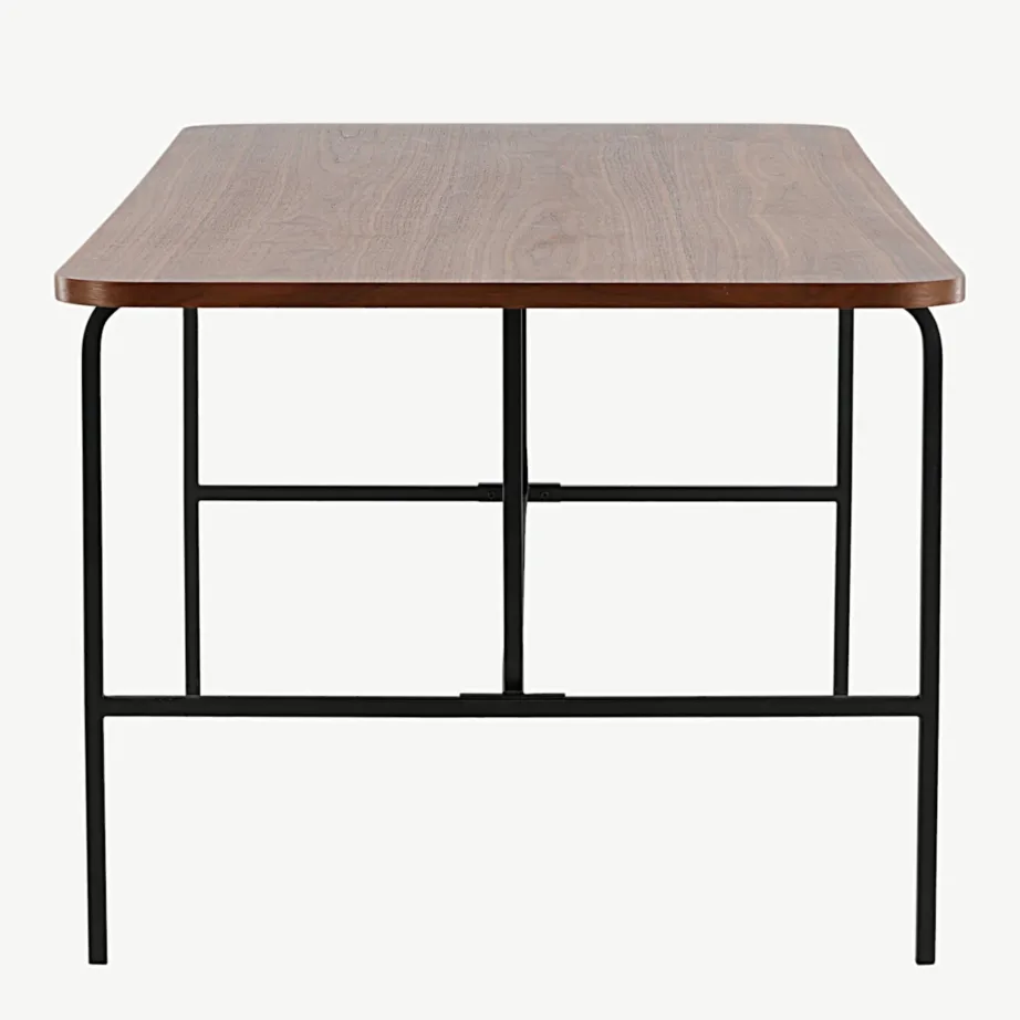 Ristkülikukujuline Uno pähklispooniga söögilaud mustade metalljalgadega, 15592-468 – 3