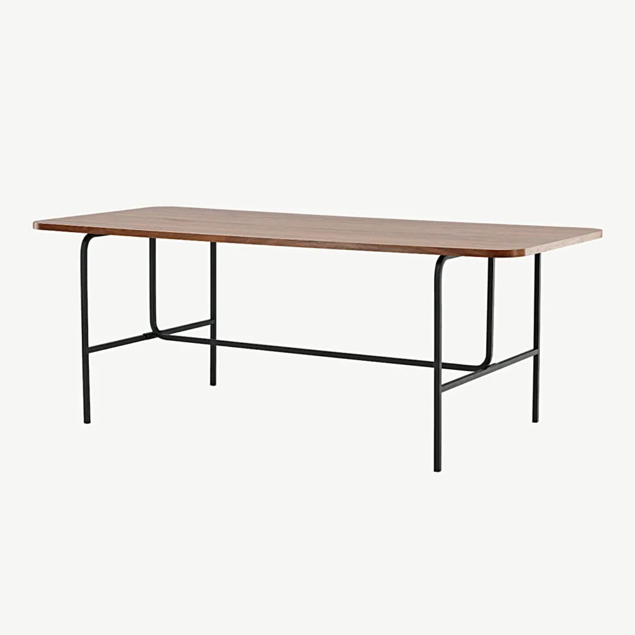 Ristkülikukujuline Uno pähklispooniga söögilaud mustade metalljalgadega, 15592-468 – 5