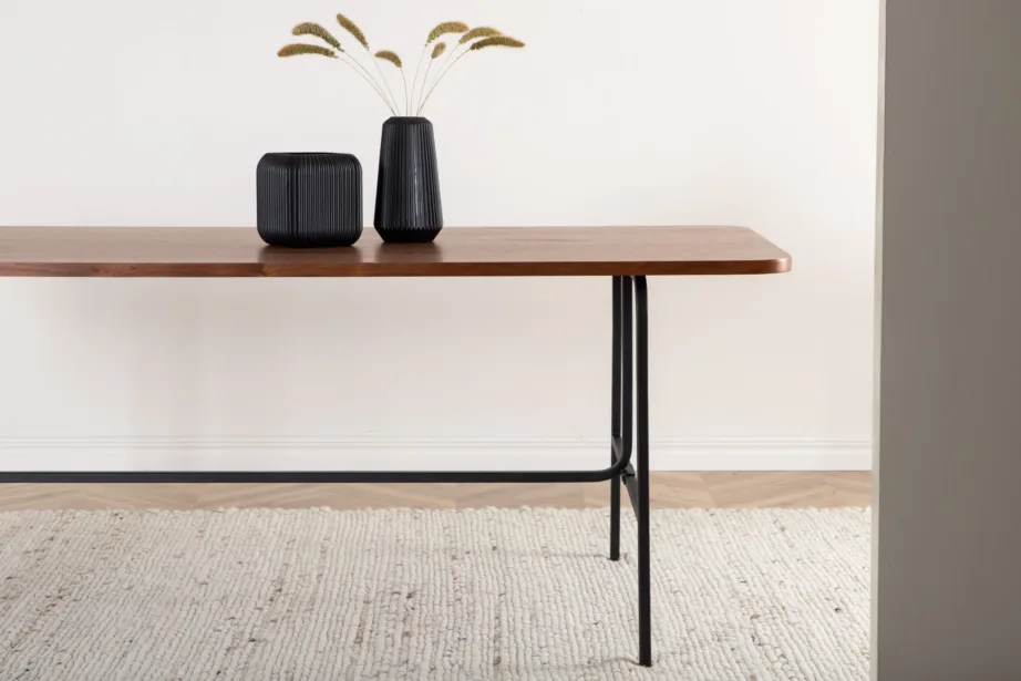 Ristkülikukujuline Uno pähklispooniga söögilaud mustade metalljalgadega, 15592-468 – 10