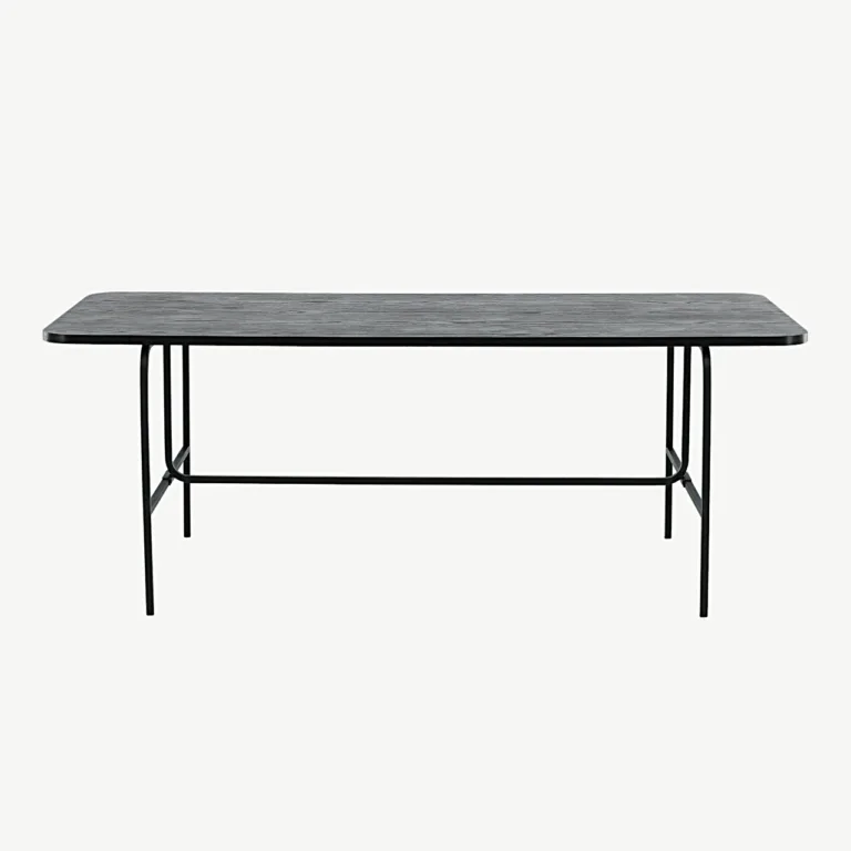 Must MDF-ist söögilaud Uno metallraamiga (200 × 90 cm) - 15592-488