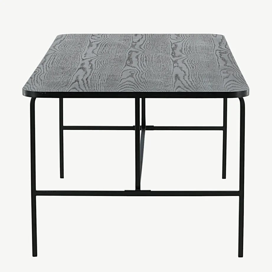 Must MDF-ist söögilaud Uno metallraamiga (200 × 90 cm), 15592-488 – 3